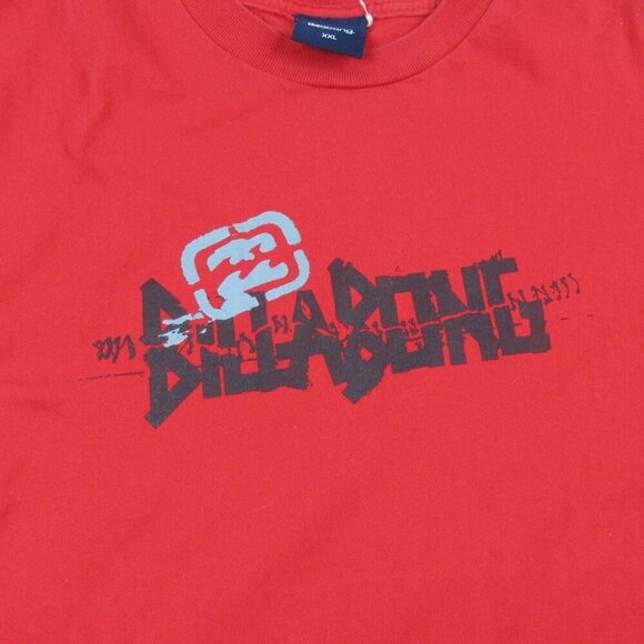 Billabong Shirt Mens 2XL Red Long Sleeve Spellout Logo Crew Neck Pullover Tee - Picture 4 of 11